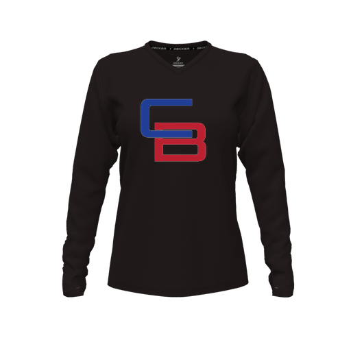 [CUS-DFW-TEES-PER-VNK-LSL-BLK-FYXS-LOGO1] Performance T-Shirt (Female Youth XS, Black, V Neck, Logo 1, Long Sleeve)