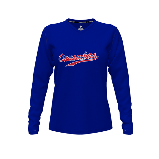 [FTLVPTRY-FYXS-LOGO3] Decker Performance T-Shirt (Female Youth XS, Royal, V Neck, Logo 3, Long Sleeve)