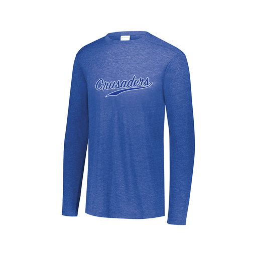 [3075.U55.XS-LOGO2] Decker Men's Tri-Blend T-Shirt - Long Sleeve (Adult XS, Royal, Logo 2)