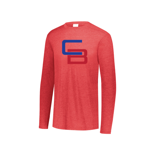 [FTLCUBRD-YS-LOGO1] Decker Youth Tri-Blend T-Shirt - Long Sleeve (Youth S, Red, Logo 1)