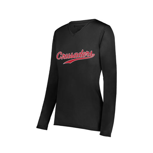 [222824.080.S-LOGO3] Ladies LS Smooth Sport Shirt (Female Adult S, Black, Logo 3)
